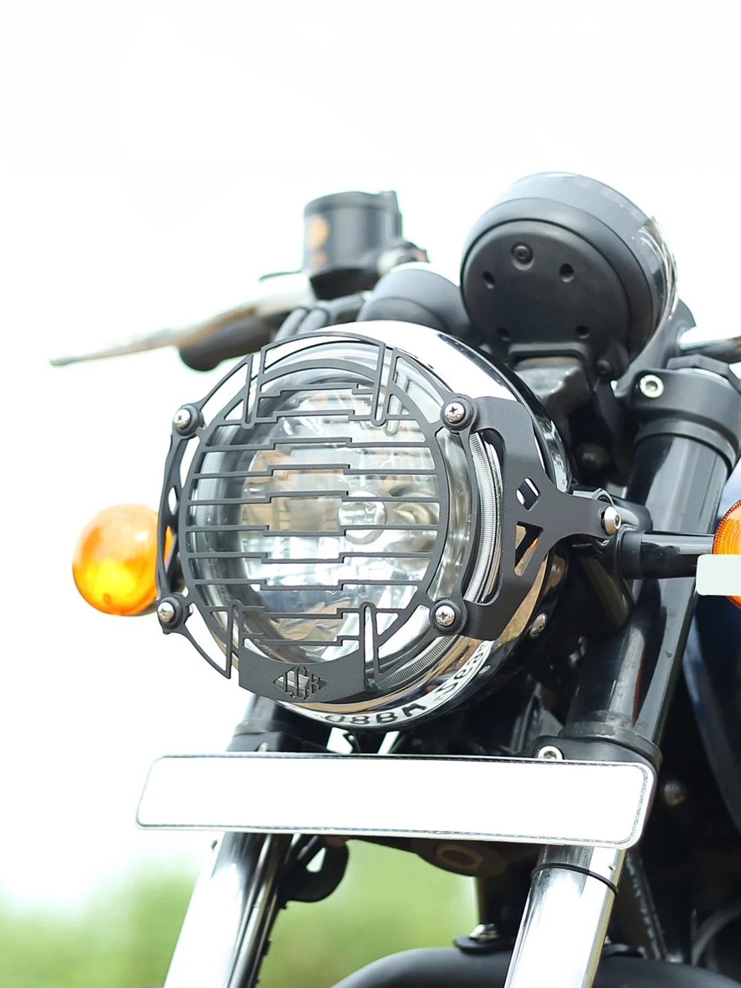 Legendary Custom Meteor MIG headlight grill black mild steel protector for Royal Enfield Meteor 350