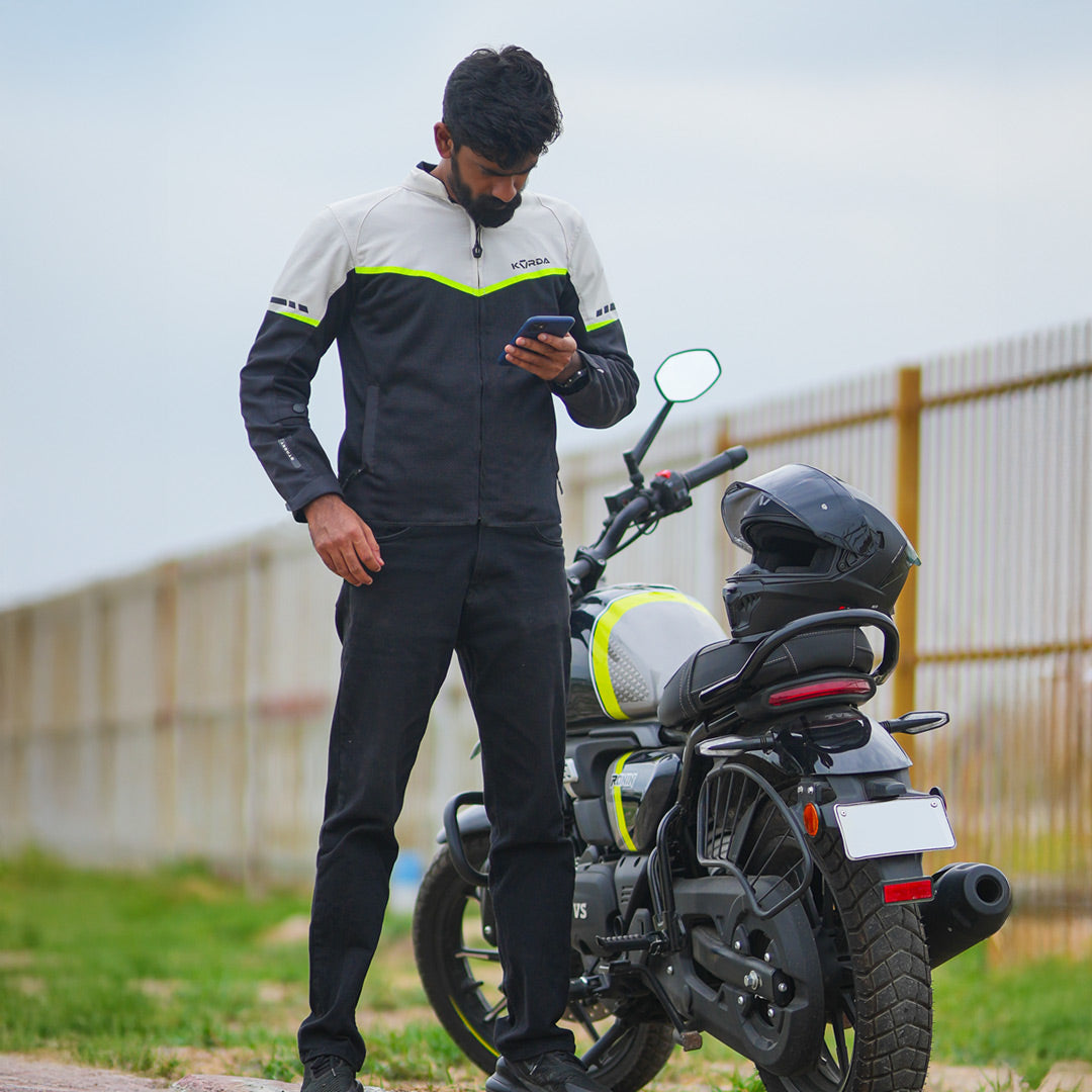 KORDA Street motorcycle riding jacket with CE Level 2 armor and reflective panels