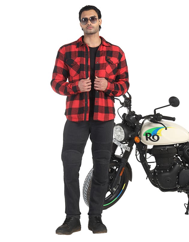 Royal Enfield Big Bear Red Class A Cotton Flannel Riding Shacket