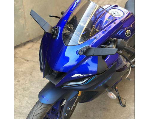 Stealth Wing Fin universal rear view mirrors for fairing bikes with billet aluminium convex glass