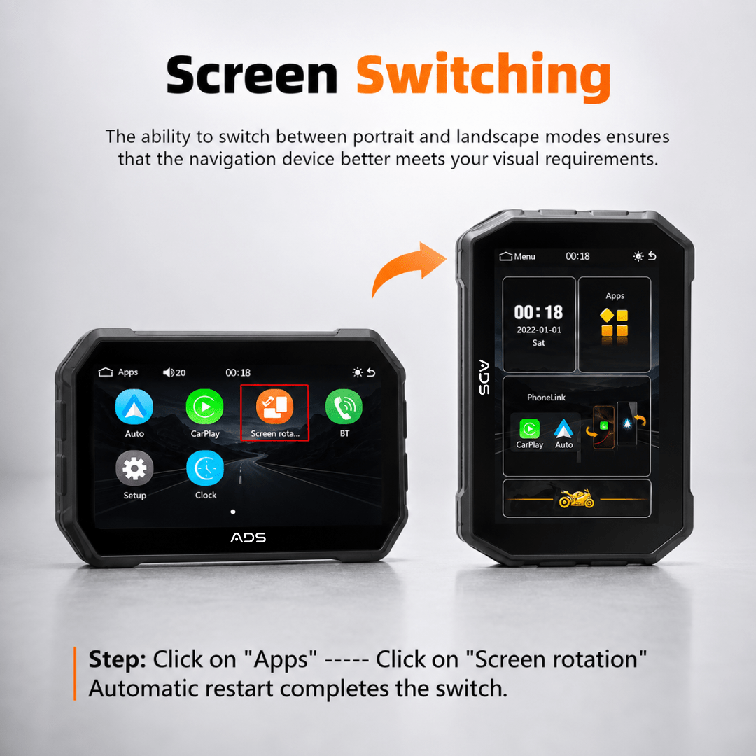 ADS Rover Mini 5 inch wireless CarPlay Android Auto motorcycle display