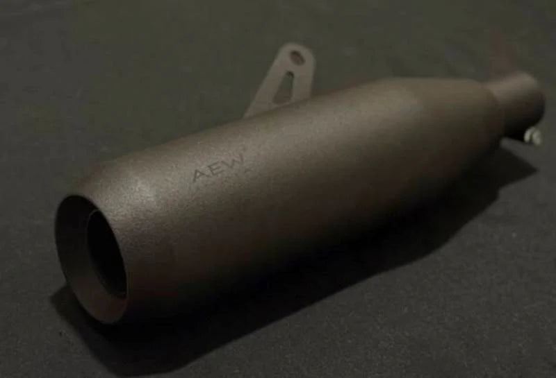 AEW Edge SS black performance exhaust for Royal Enfield Bear 650 stainless steel free flow silencer
