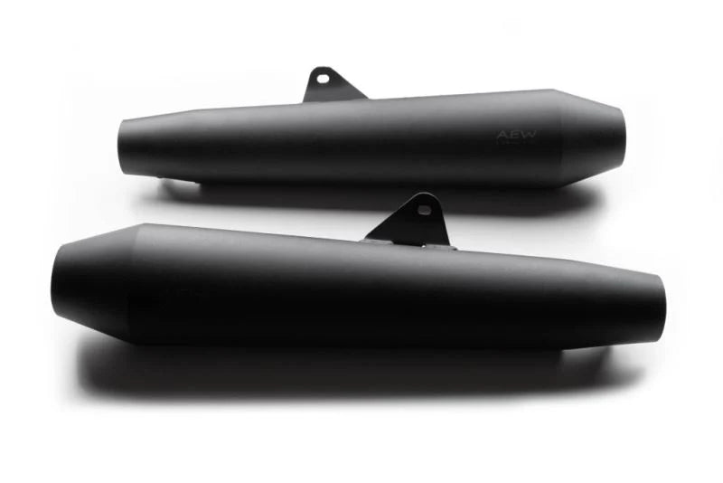 AEW TE102 megaphone exhaust for Royal Enfield Interceptor 650 and Continental GT 650 black stainless steel variants