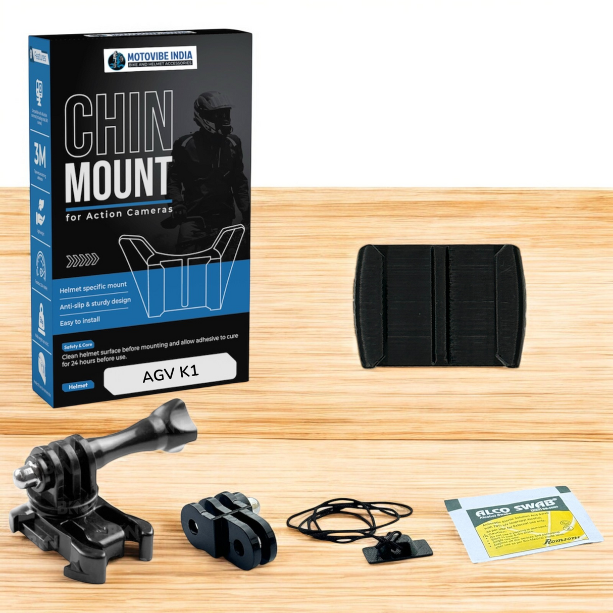 MotoVibe India AGV K1 K1S helmet chin mount for GoPro and action cameras
