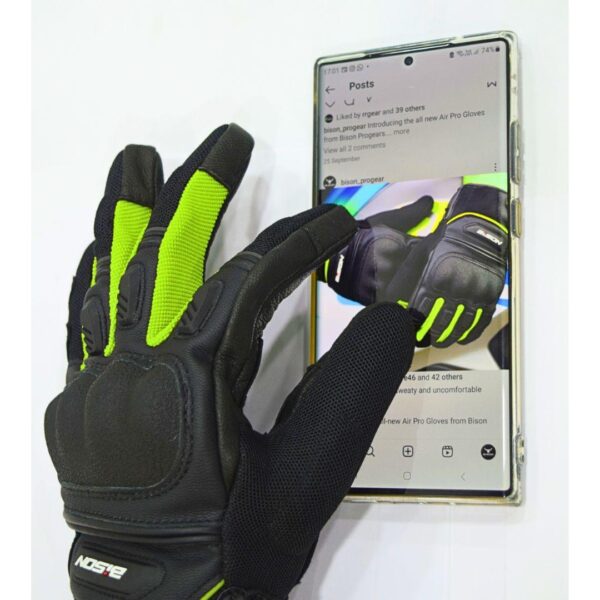Bison ProGear Air Pro riding gloves black hi viz