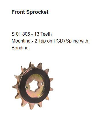 Brass Chain and Sprocket Kit 13T 45T 116 Links for TVS Apache RTR 200 4V HPORC 332