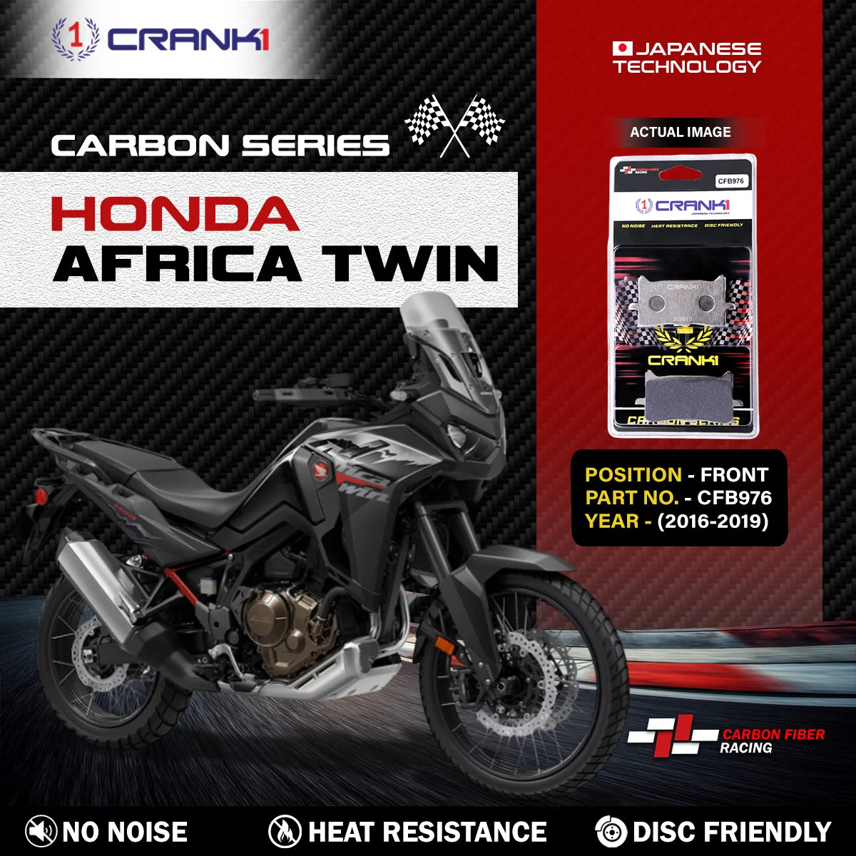 CRANK1 Carbon Brake Pads CFB976 Front for Honda Africa Twin (2016-2019)