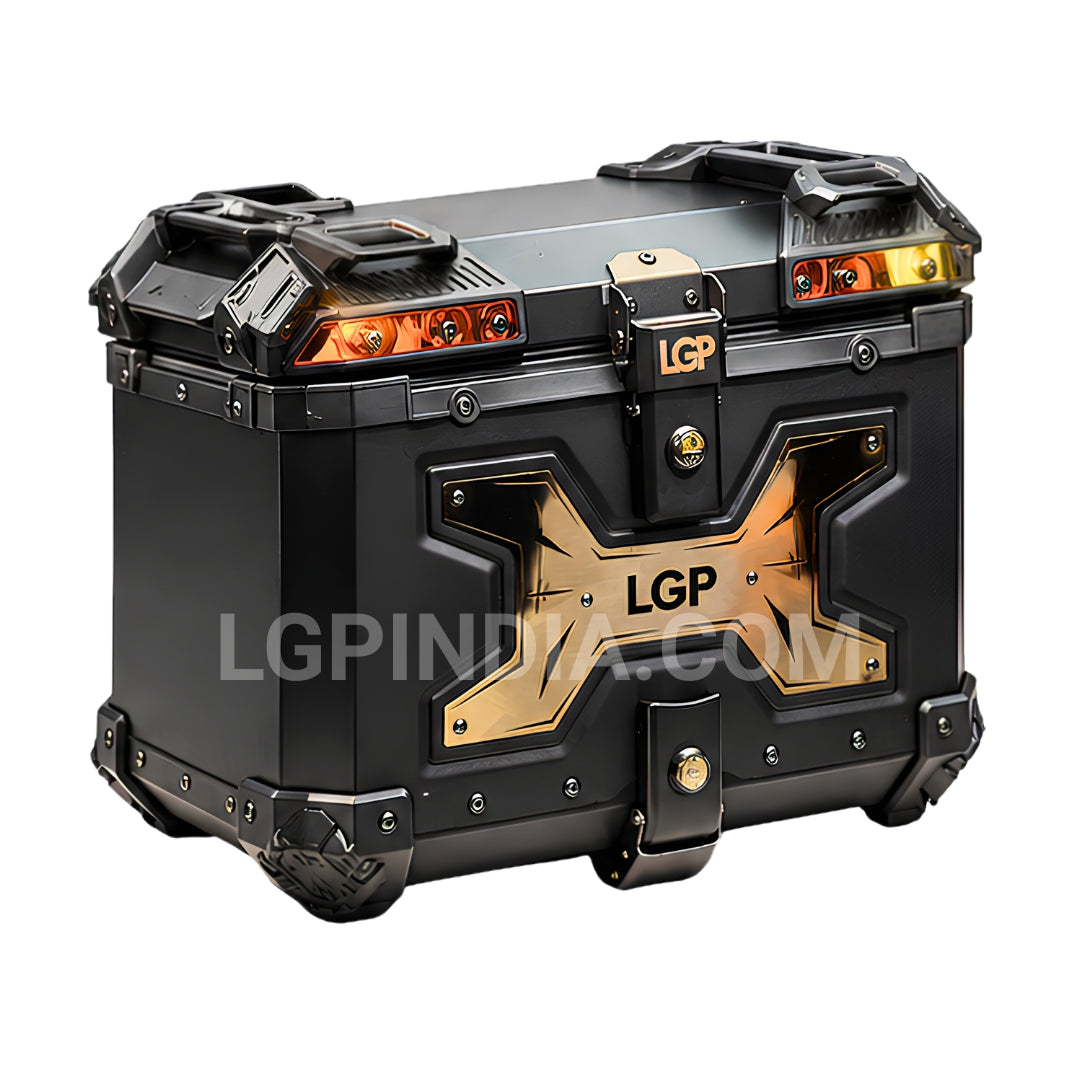 LGP 45L Type X Gold aluminum motorcycle top box with backrest