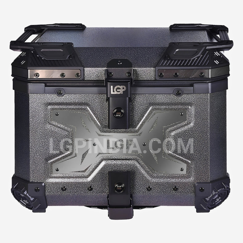 LGP 45L gray aluminum motorcycle top box with backrest