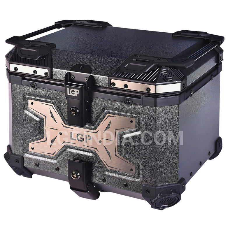 LGP 45L gray aluminum motorcycle top box with backrest