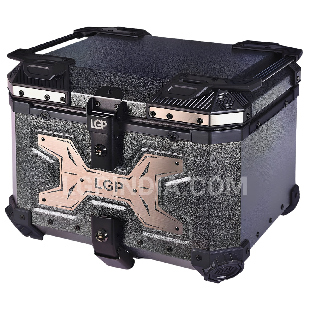 LGP 45L gray aluminum motorcycle top box with backrest