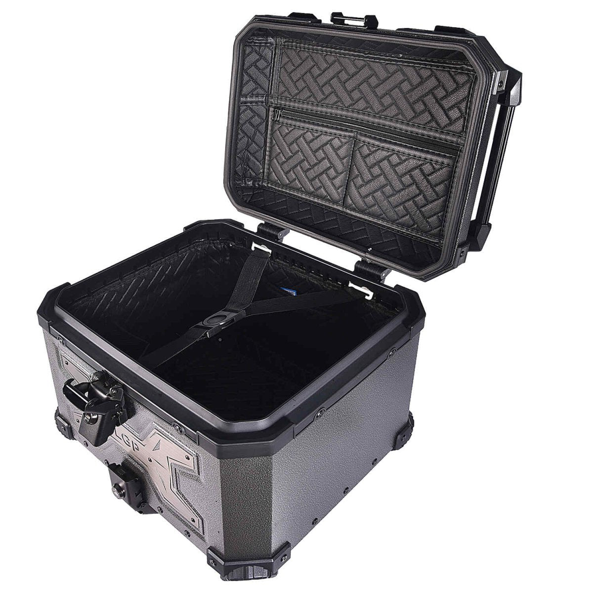 LGP 45L gray aluminum motorcycle top box with backrest