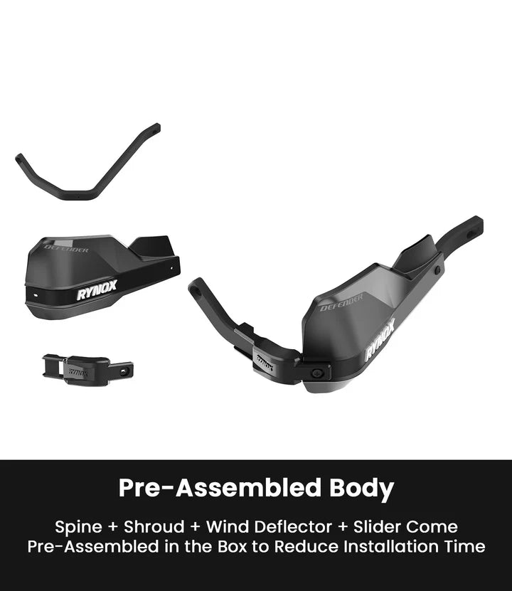 Rynox Defender Pro Handguards Black aluminium universal motorcycle hand guards for 22mm to 28mm handlebars