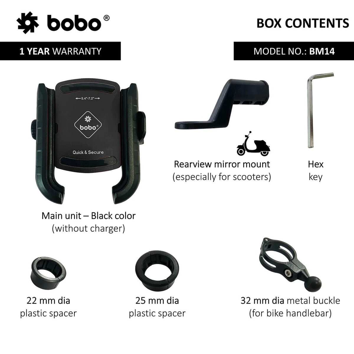 BOBO BM14 quick release bike phone holder mounted on motorcycle handlebar