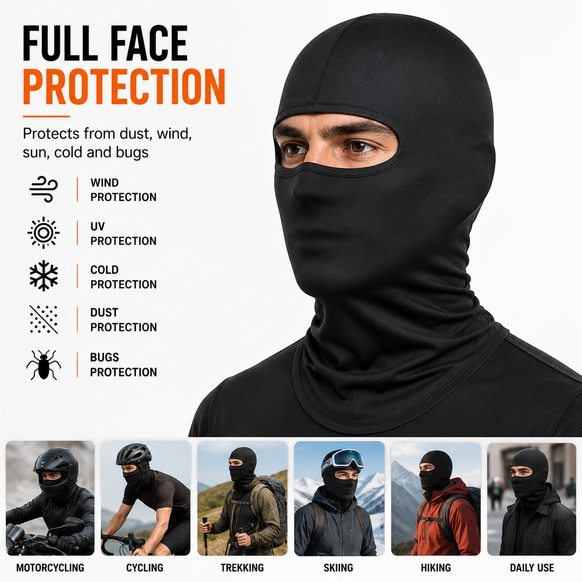 LGP black balaclava face mask for men and women