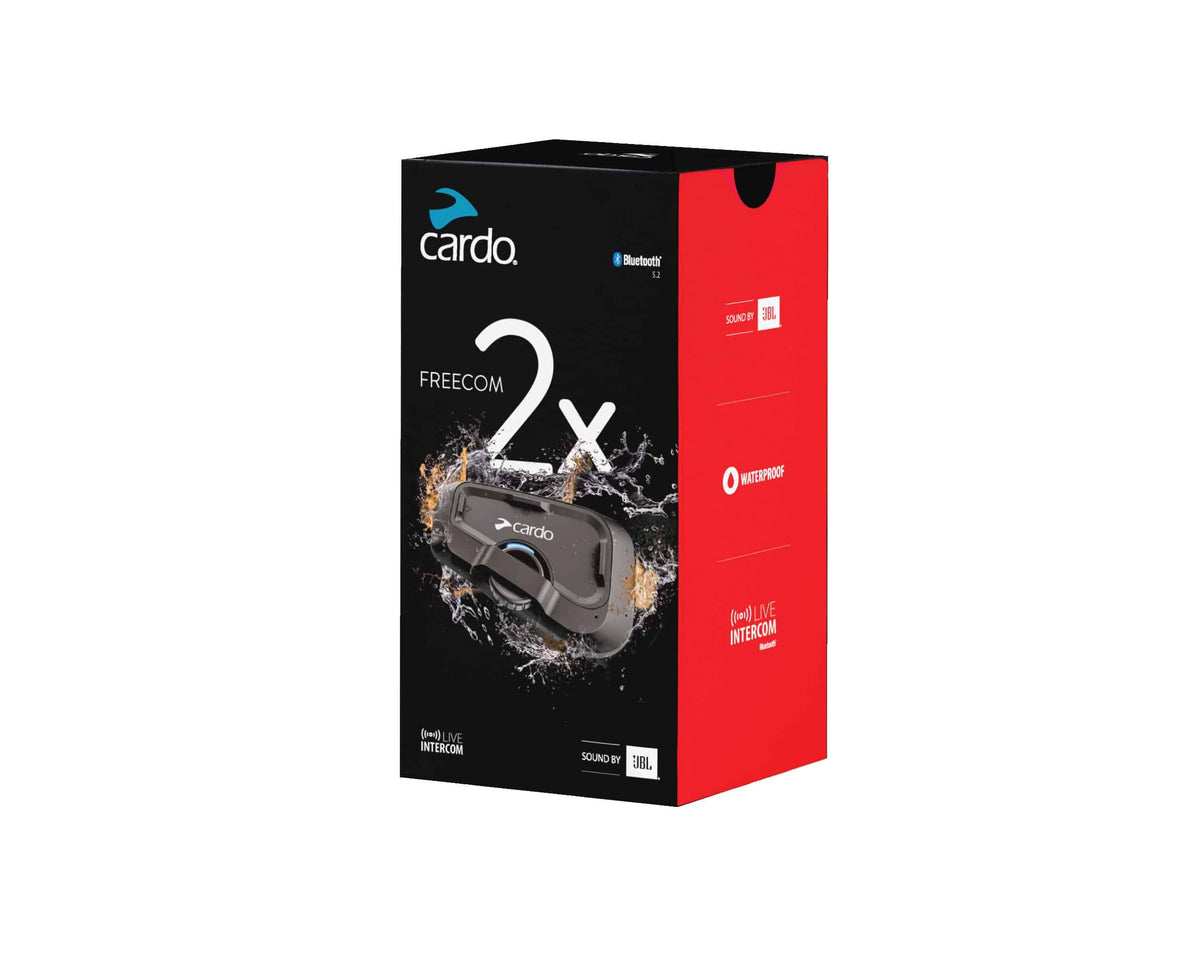 Cardo FREECOM 2X Set of 1 Motorcycle Bluetooth Intercom with JBL HD Speakers & Live Intercom