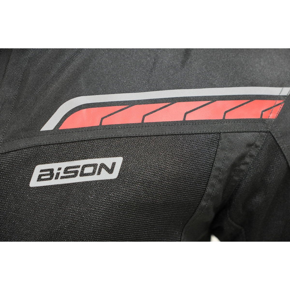 Bison ProGear CLAVIS black red motorcycle riding jacket front view