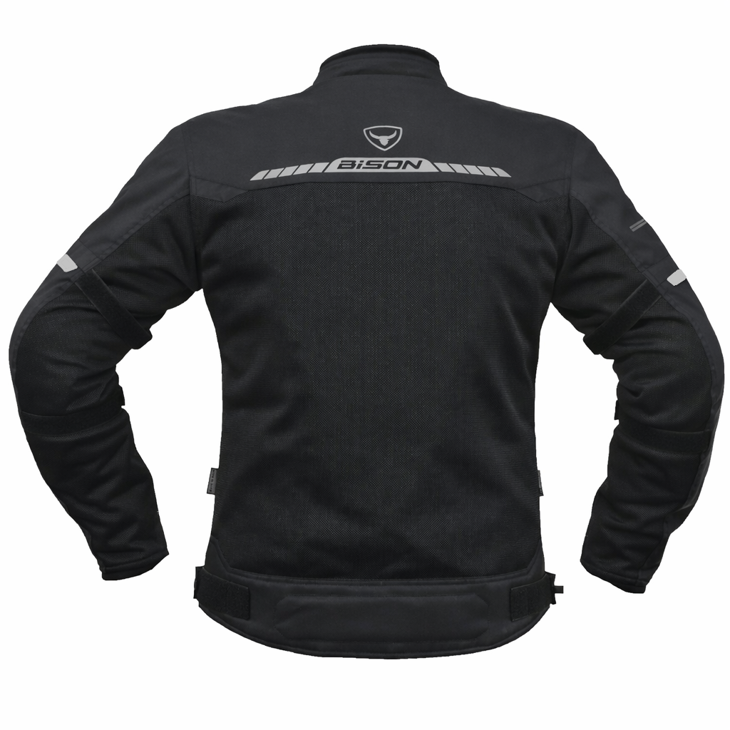 Bison ProGear COMET Black Black motorcycle riding jacket front view