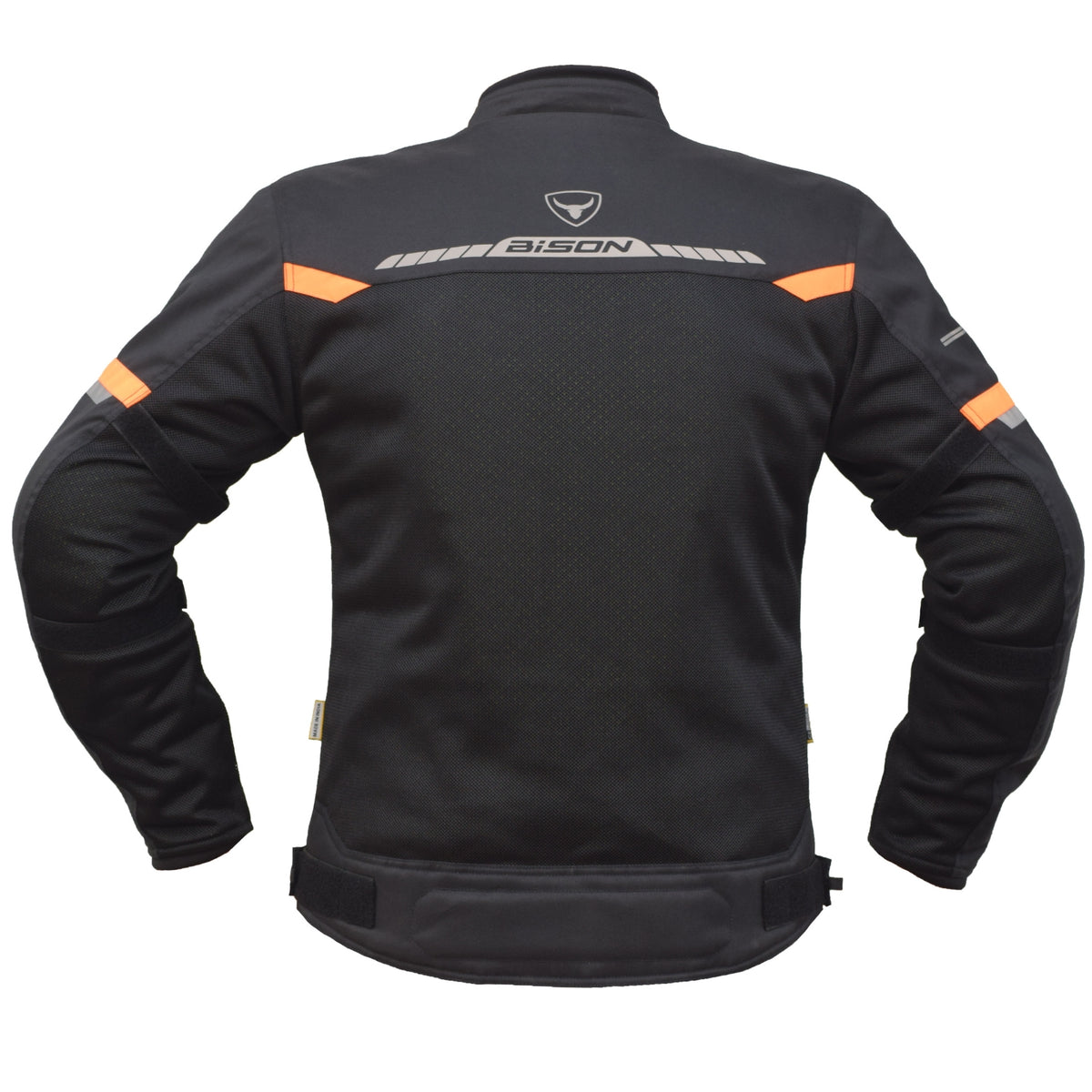 Bison ProGear COMET black orange motorcycle riding jacket front view