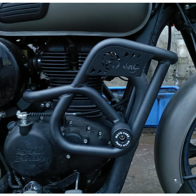 MotoCare crash guard with dual sliders for Royal Enfield Classic 350 Reborn
