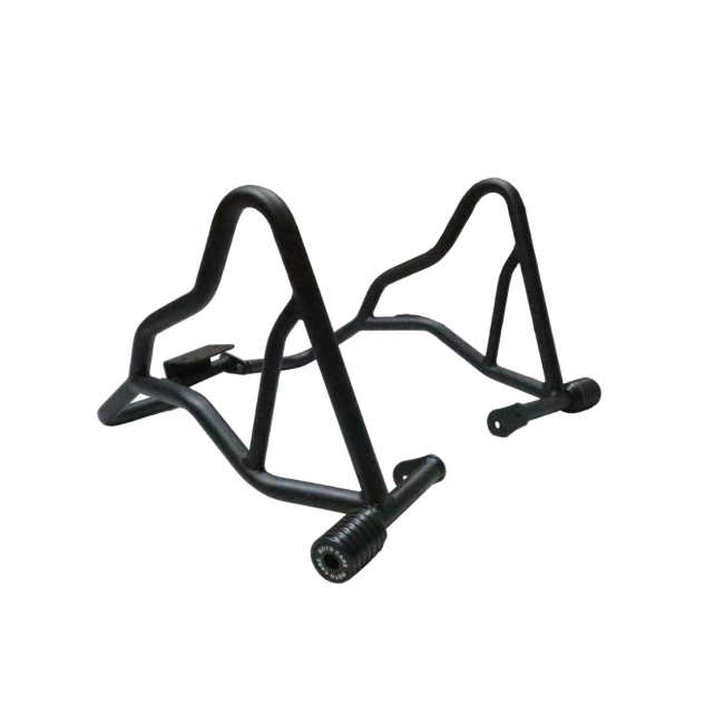 Motocare crash guard with dual sliders on Benelli TRK 251