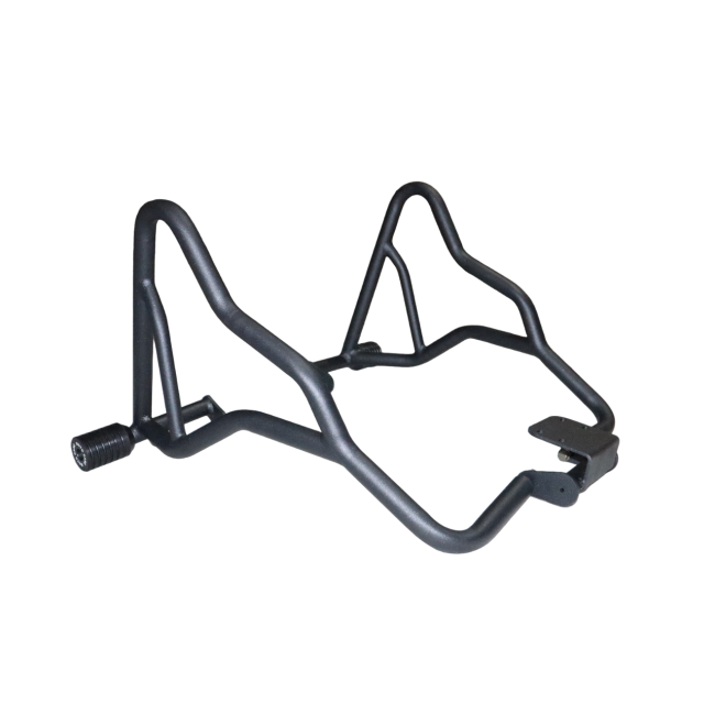 Motocare crash guard with dual sliders on Benelli TRK 251