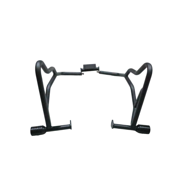Motocare crash guard with dual sliders on Benelli TRK 251