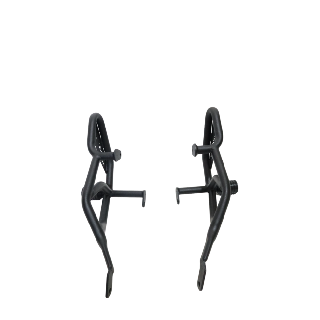 MotoCare KTM Duke 200 BS6 crash guard with dual sliders installed for engine protection and frame safety with logo branding