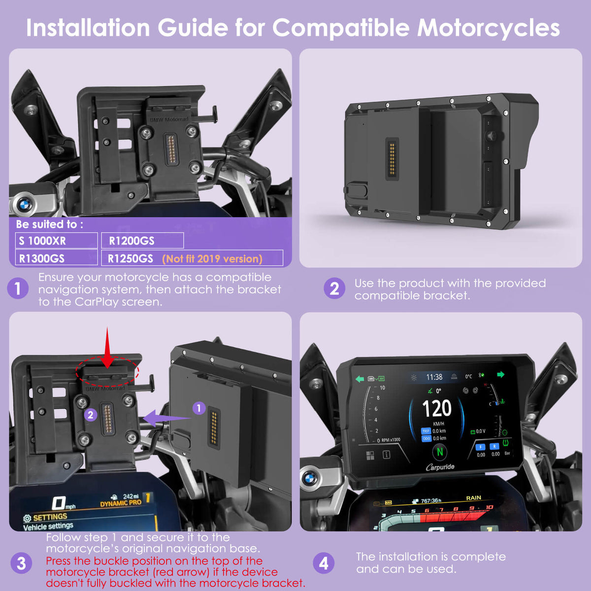LBC Moto Carpuride W602BS BMW motorcycle display