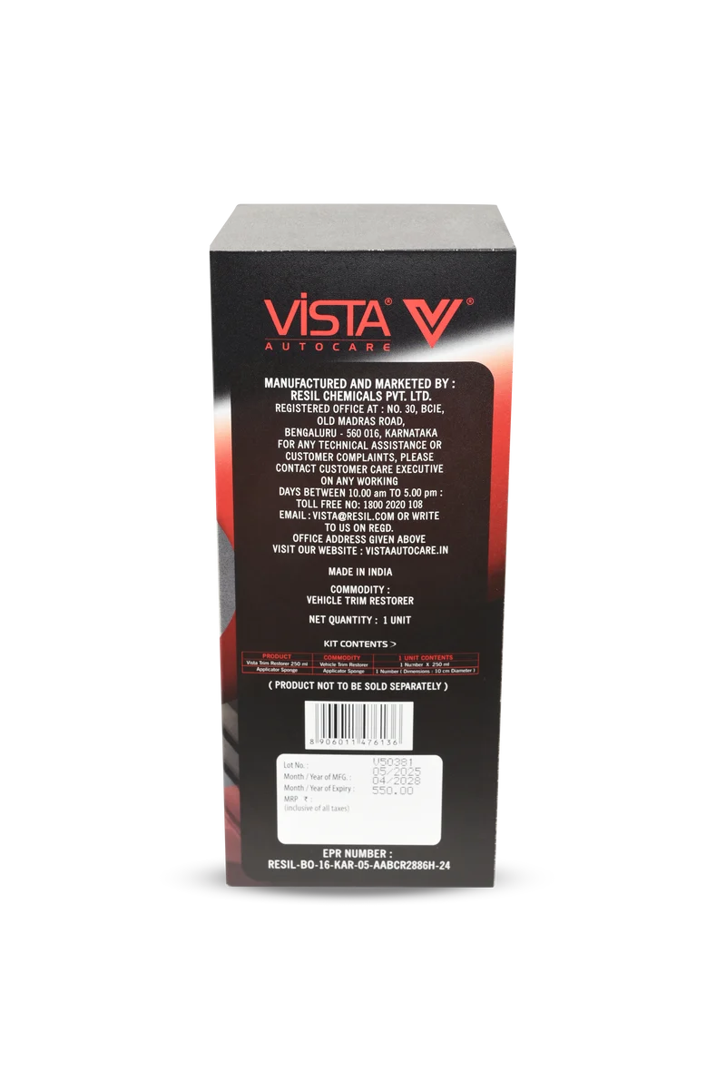 VISTA Auto Care Trim Restorer 250 ml for restoring faded automotive exterior plastic and vinyl trim