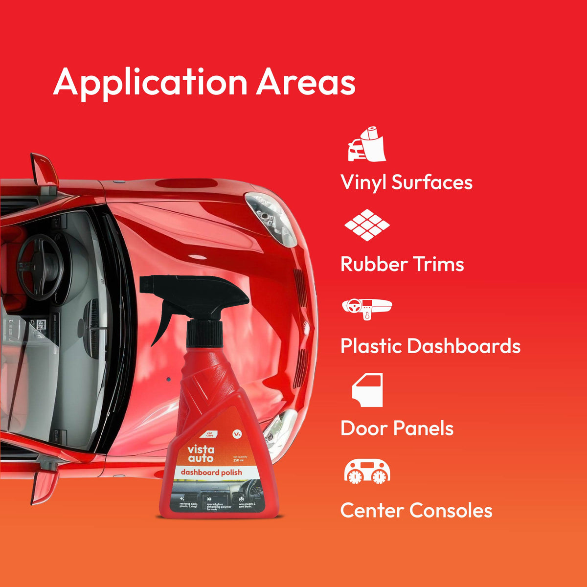 Vista Auto Care Dashboard Polish 250ml non-greasy car interior polish