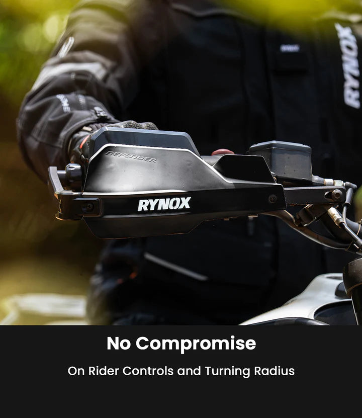 Rynox Defender Pro Handguards Black aluminium universal motorcycle hand guards for 22mm to 28mm handlebars
