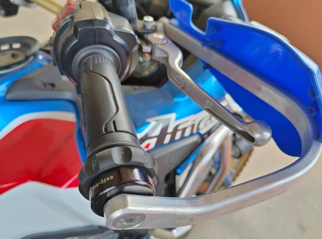 ECZ 013 Easy Cruz cruise control installed on Honda Africa Twin handlebar