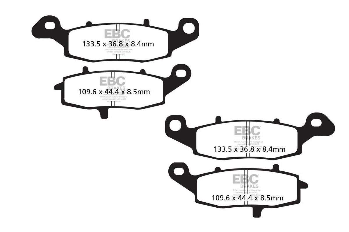 EBC Double-H Sintered Brake Pads Kawasaki ER-6N FA229HH Left FA231HH Right Front FA192HH Rear HH Rated High Performance Motorcycle Brake Pads