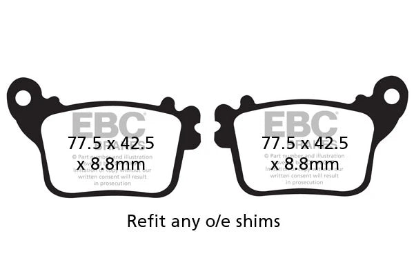 EBC Double-H Sintered Brake Pads Kawasaki Ninja ZX-10R FA447HH FA379HH Front FA436HH Rear HH Rated High Performance Motorcycle Brake Pads