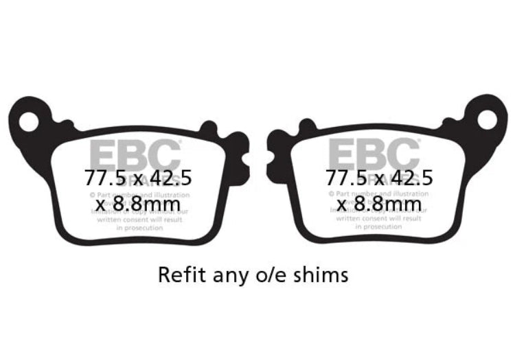 EBC Double-H Sintered Brake Pads Kawasaki Ninja ZX-10R FA447HH FA379HH Front FA436HH Rear HH Rated High Performance Motorcycle Brake Pads