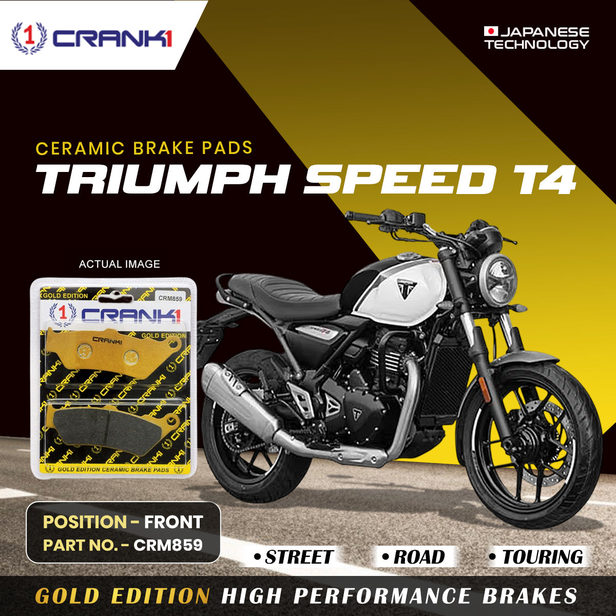 CRANK1 Ceramic Front Brake Pads CRM859 for Triumph Speed T4