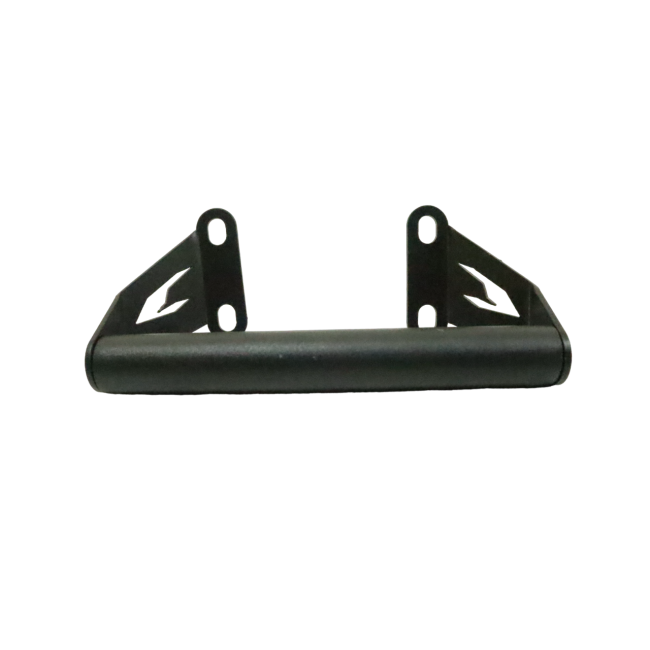 MotoCare GPS mount installed on Bajaj Dominar 400 handlebar