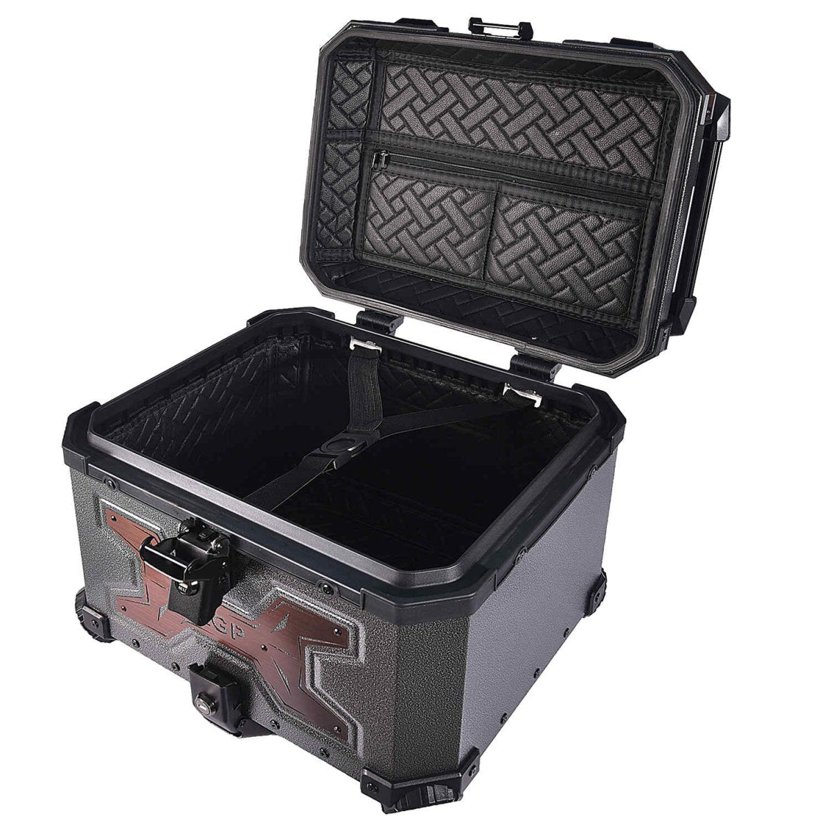 LGP 45L gray wrinkle copper aluminum motorcycle top box with backrest