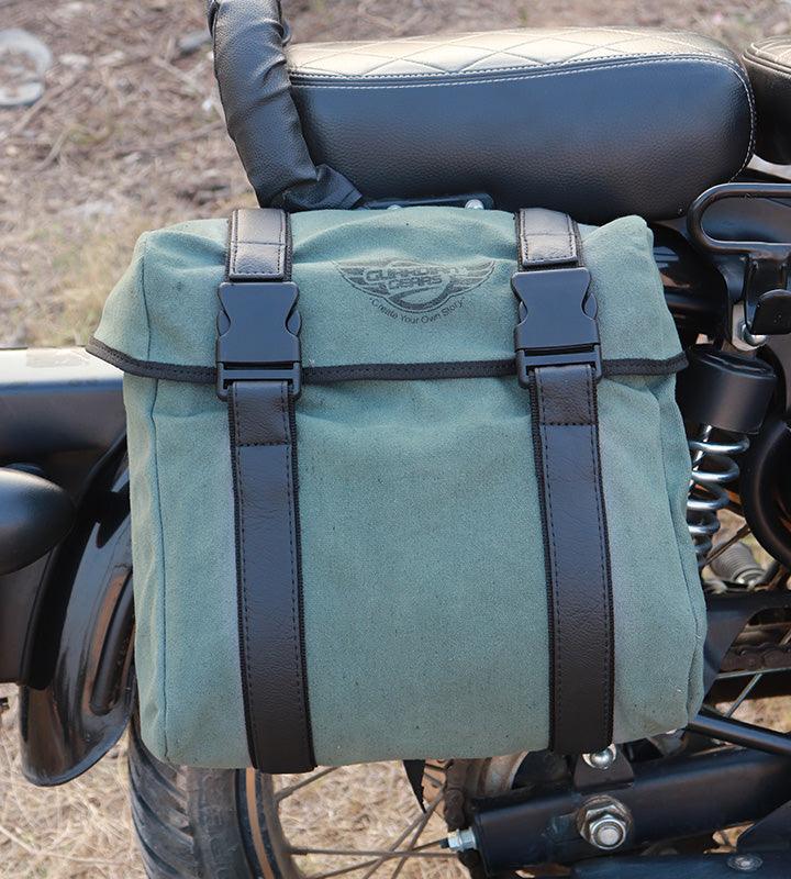 Guardian Gears Buddy 20L olive green canvas motorcycle saddle bag