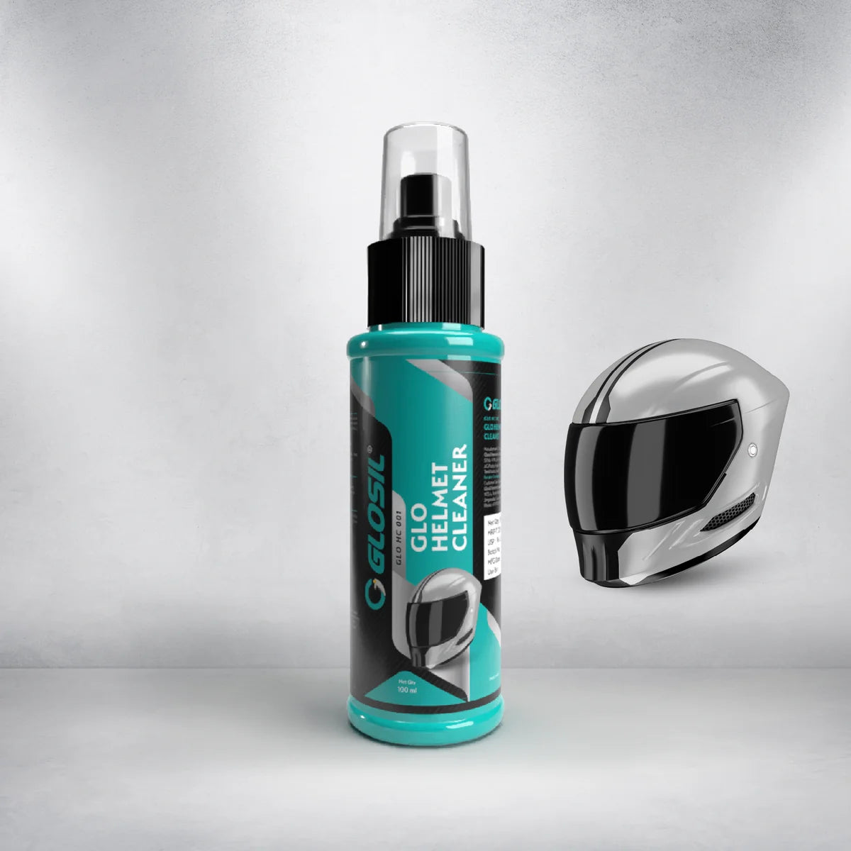 Glosil Helmet Cleaner Spray 100ml bottle for motorcycle helmet cleaning
