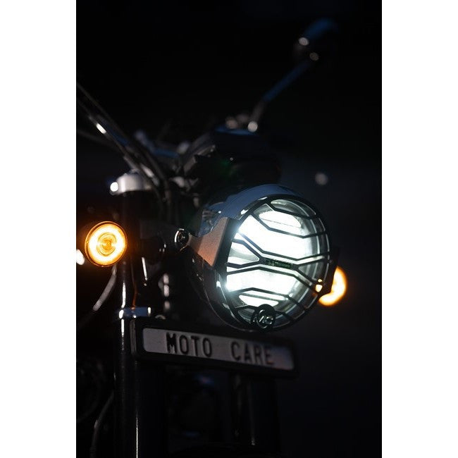 MotoCare Headlight Grill installed on Honda CB350