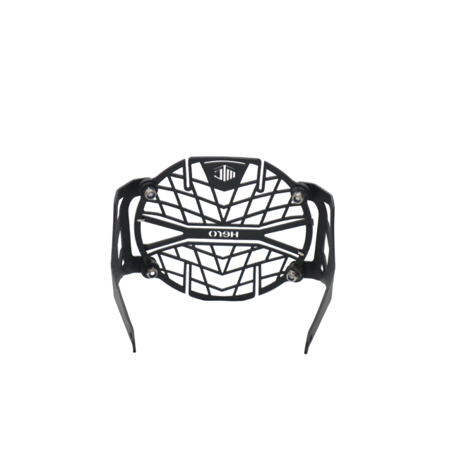 MotoCare headlight grill installed on Hero Xpulse motorcycle front for protection against debris and rugged styling