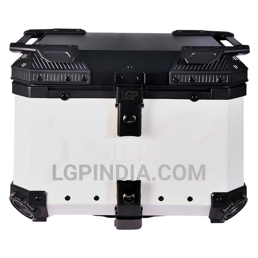 LGP 45L black aluminium motorcycle top box with backrest