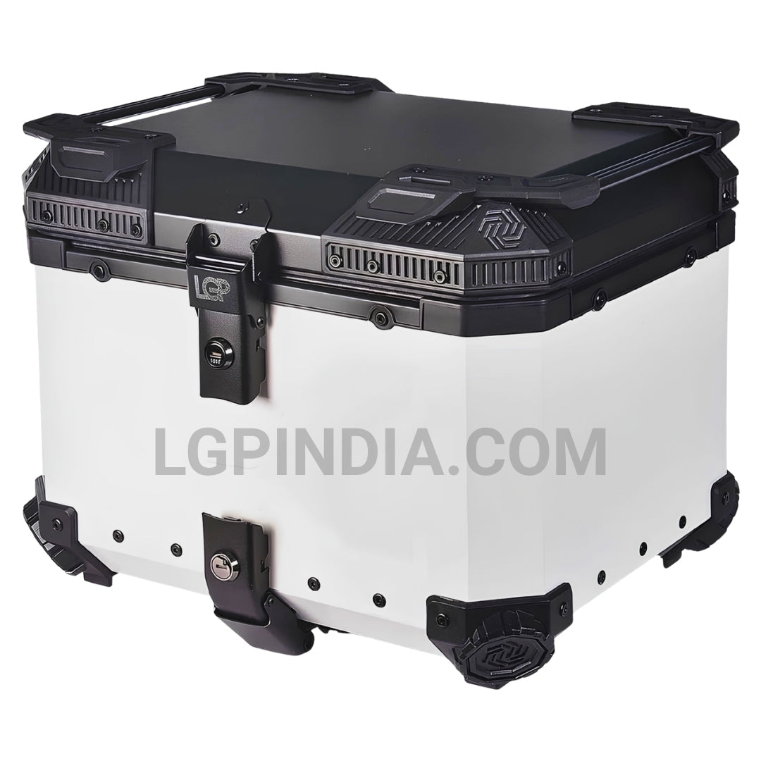 LGP 45L black aluminium motorcycle top box with backrest