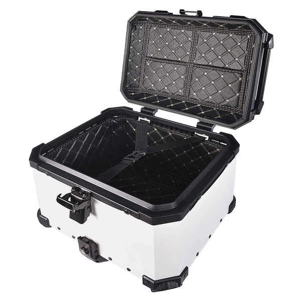 LGP 45L black aluminium motorcycle top box with backrest