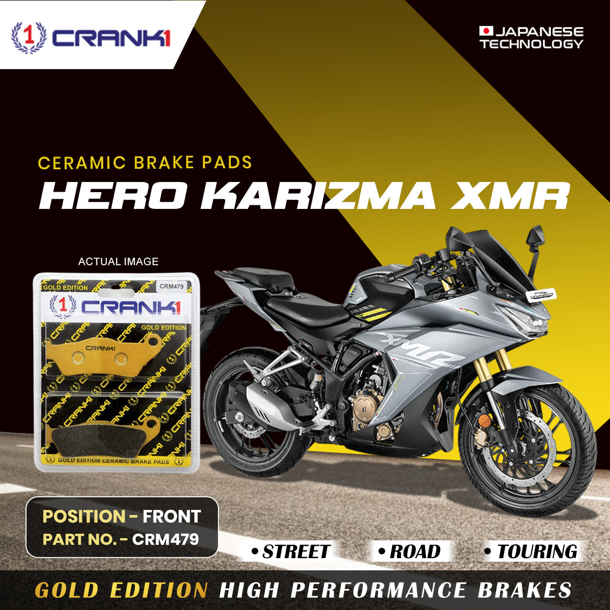 CRANK1 CRM479 ceramic front brake pads for Hero Karizma XMR