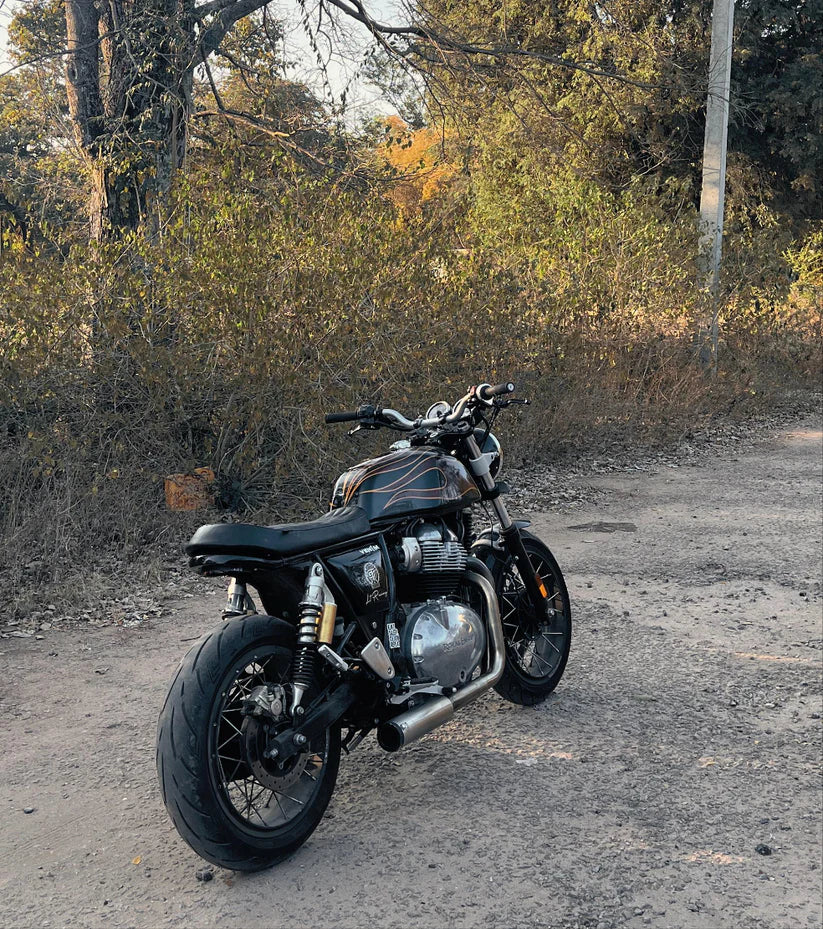 SS Motocorp 2x1 Full System Exhaust Short Can for Royal Enfield Interceptor 650 Continental GT 650 with Y Joint