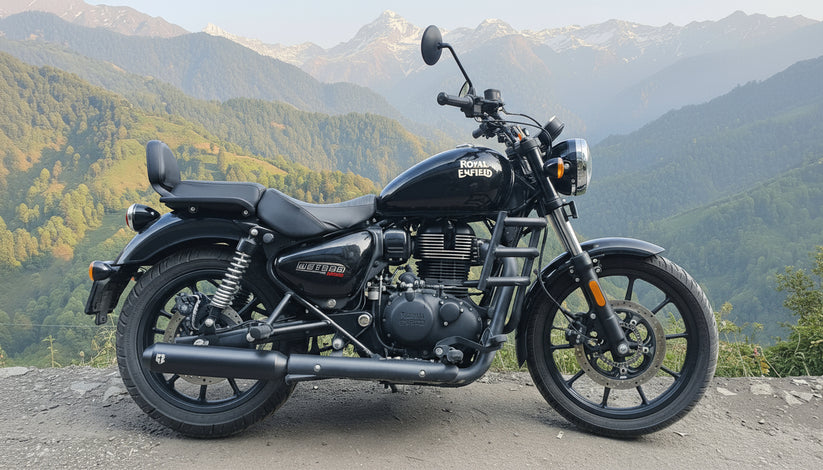 SS Motocorp Slip-On Exhaust for Royal Enfield Meteor 350 Steel Polished Matte Black Finish