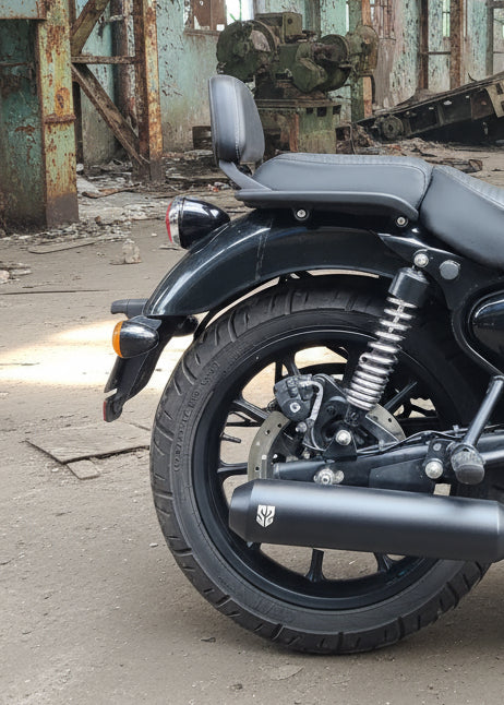 SS Motocorp Slip-On Exhaust for Royal Enfield Classic Reborn 350 Steel Polished Matte Black Finish